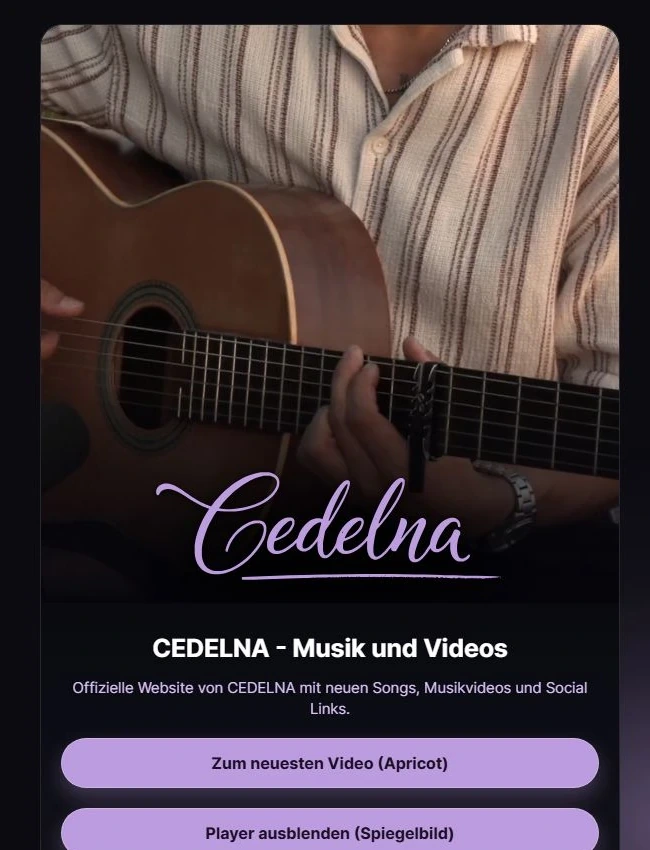 Projektansicht der Künstlerwebsite Cedelna